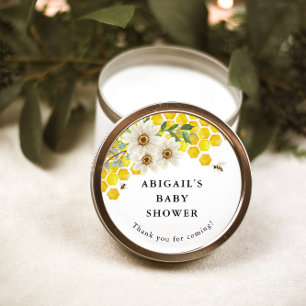 Honey Bee and Daisies Personalised Favour Classic Round Sticker