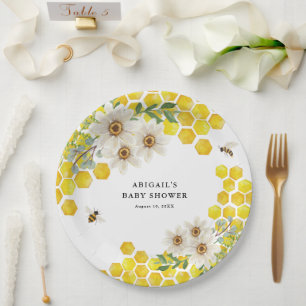 Honey Bee and Daisies Personalised  Paper Plate