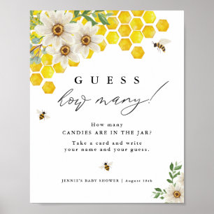 Honey Bee and Daisy Guess How Many Game Display Poster