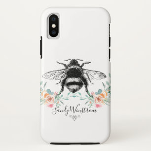 Honey Bee And Floral Custom Name Case-Mate iPhone Case