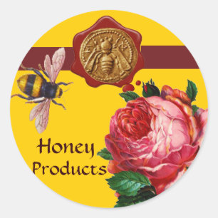 HONEY BEE AND PINK ROSE,BEEKEEPER WAX SEAL