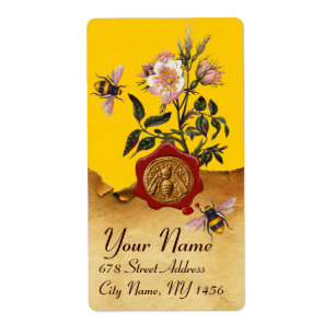 HONEY BEE AND WILD ROSES ,BEEKEEPER RED WAX SEAL