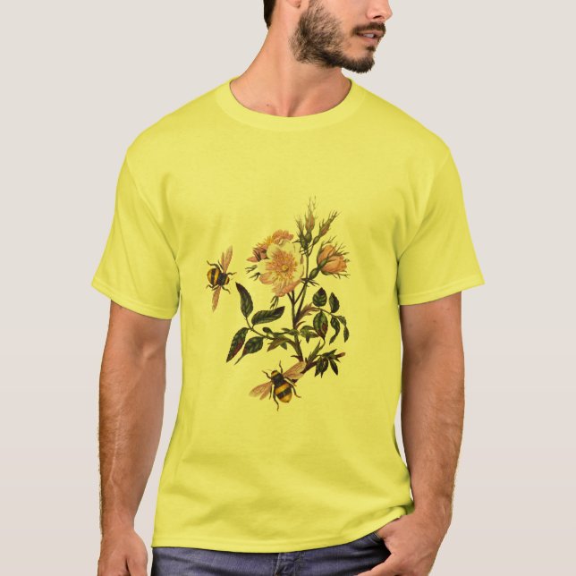 HONEY BEE AND WILD ROSES ,BEEKEEPER T-Shirt (Front)