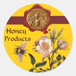 HONEY BEE AND WILD ROSES ,BEEKEEPER WAX SEAL