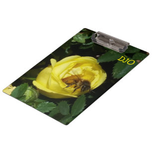 Honey Bee and Yellow Rose Two sided Clipboard