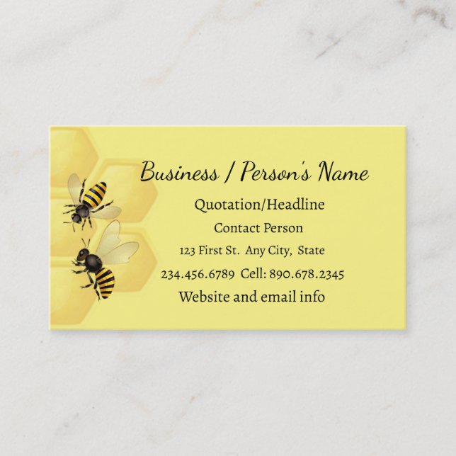 Honey Bee Apiary Business Custom Business Card (Front)