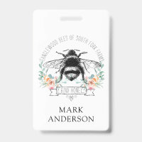 Honey Bee Apiary Honey Jar Label l Pink Floral