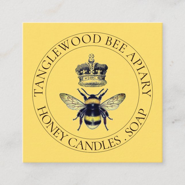 Honey Bee Apiary Honey Products Square Business Card (Front)