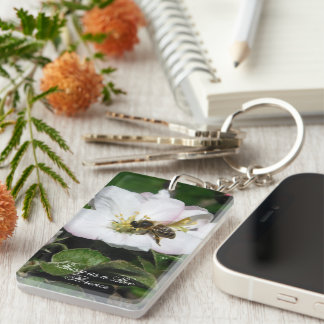 Honey Bee & Apple Blossom Macro | Acrylic Keychain