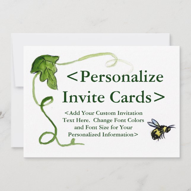 Honey Bee Art Custom Party Invitations (Front)