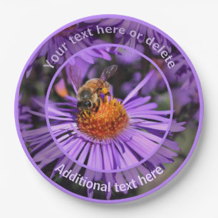 Honey Bee Aster Flower Nature Personalised Party Paper Plate
