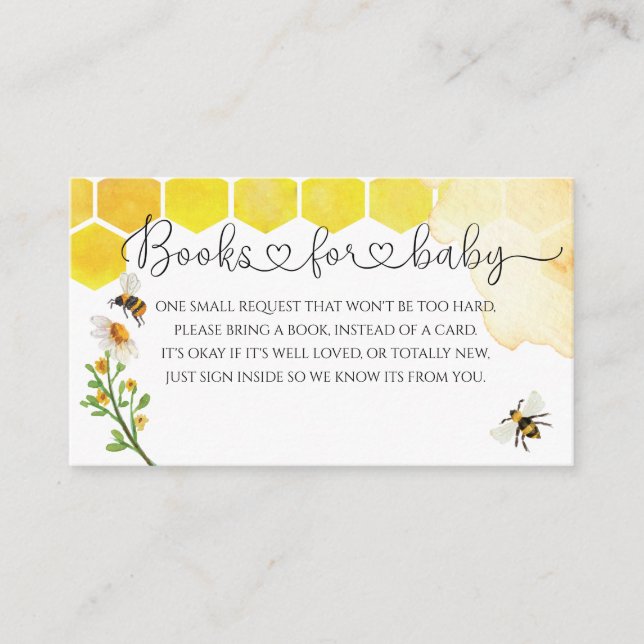 Honey Bee Baby Shower Book Request Enclosure Card (Front)
