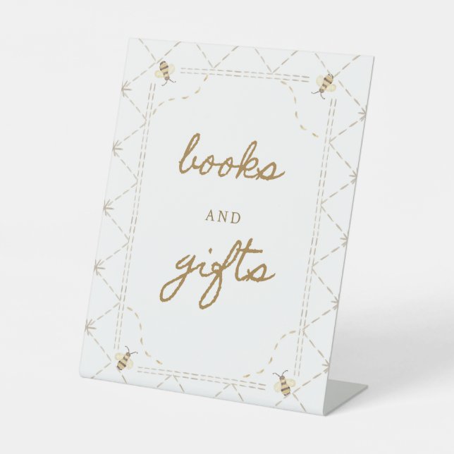 Honey Bee Baby Shower Books and Gifts Sign (Front)
