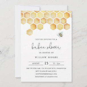 Honey Bee Baby Shower Calla Watercolor Invitation
