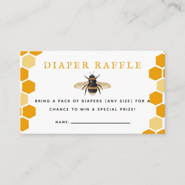 Honey Bee Baby Shower Diaper Raffle Ticket Enclosure Card (Front)