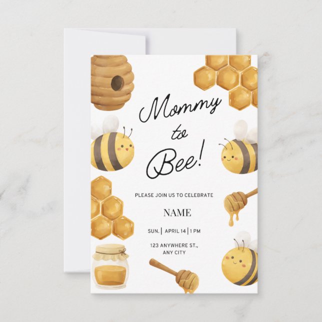 Honey Bee, baby shower invite  (Front)