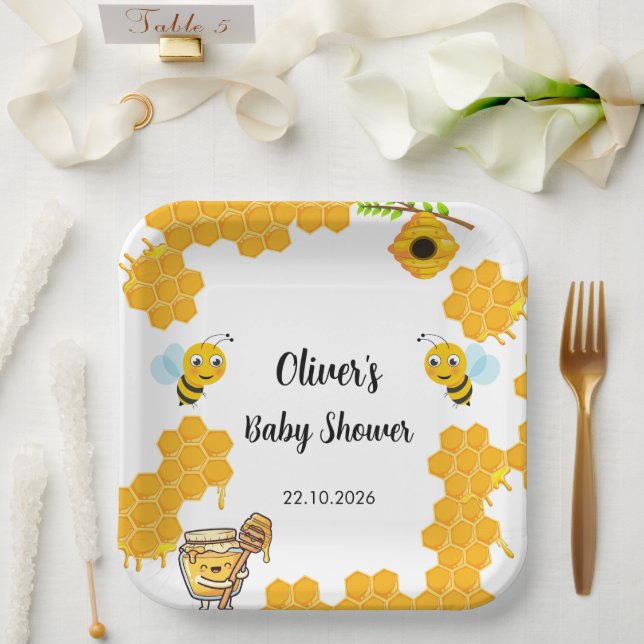Honey Bee Baby Shower Paper Plate (Wedding)