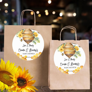 Honey bee baby shower thank you favour template classic round sticker