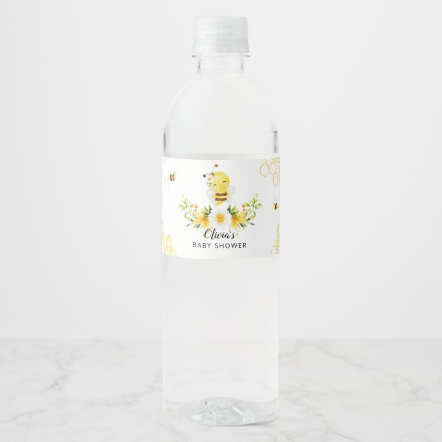 Honey Bee baby shower water bottle label (Front)