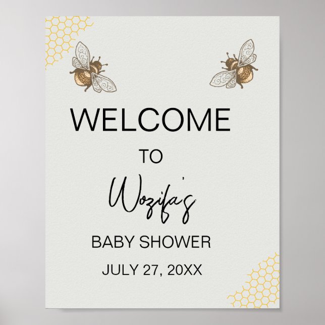 Honey Bee baby shower welcome Poster (Front)