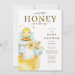 Honey Bee Baby Shower with Sunflower Jar Invitation