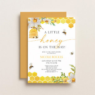 Honey Bee Beehive Floral Baby Shower Invitation