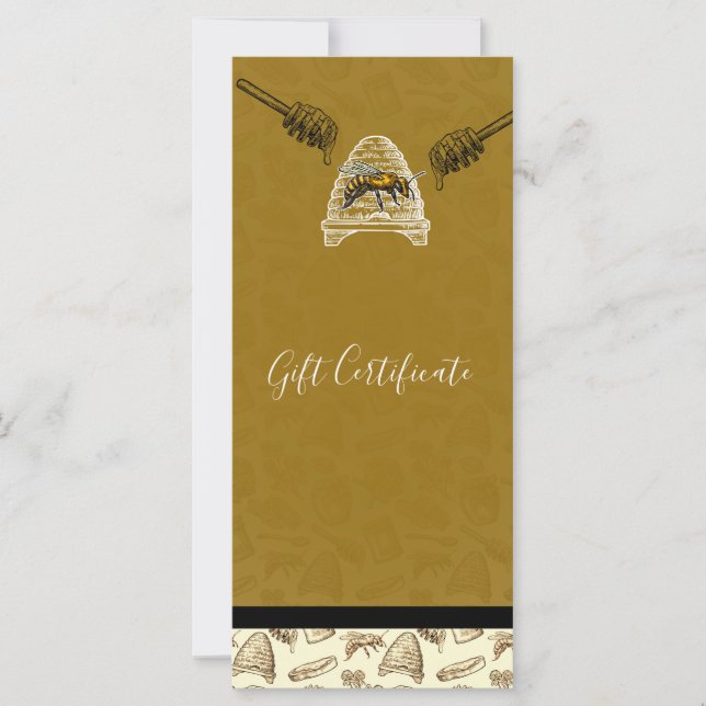 Honey Bee Beehive Vintage Organic Gift Certificate (Front)