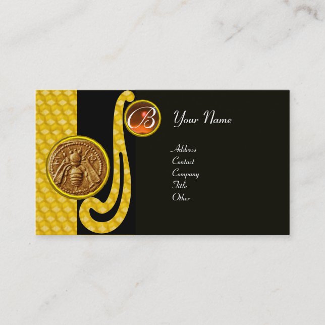 HONEY BEE ,BEEKEEPER APIARIST MONOGRAM BUSINESS CARD (Front)