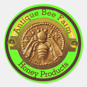 HONEY BEE / BEEKEEPER BEEKEEPING Light Green Classic Round Sticker