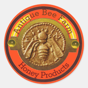 HONEY BEE / BEEKEEPER BEEKEEPING Orange Classic Round Sticker