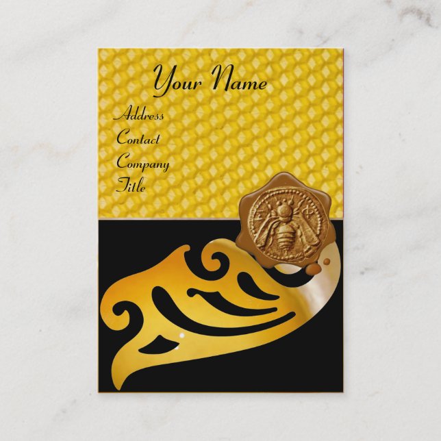 HONEY BEE ,BEEKEEPER BROWN WAX SEAL BUSINESS CARD (Front)