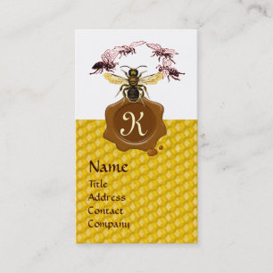 HONEY BEE ,BEEKEEPER BROWN WAX SEAL MONOGRAM BUSINESS CARD