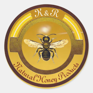 HONEY BEE / BEEKEEPER CIRCLE MONOGRAM CLASSIC ROUND STICKER