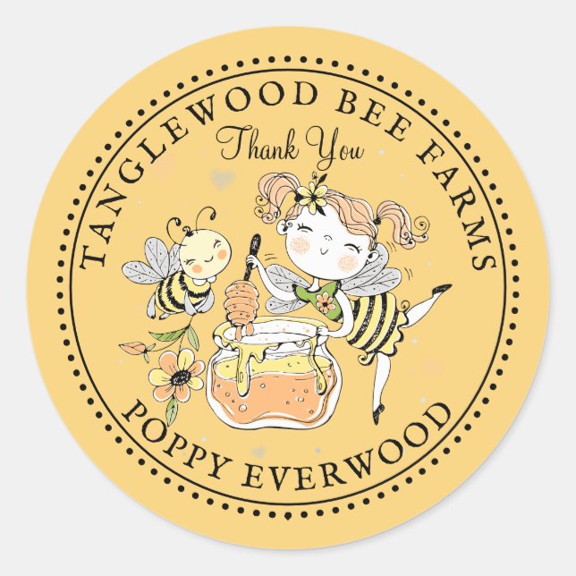 Honey Bee Beekeeper Honey Products Thank You Classic Round Sticker (Front)