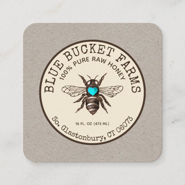  Honey Bee Beekeeper Kraft Square Business Card (Front)
