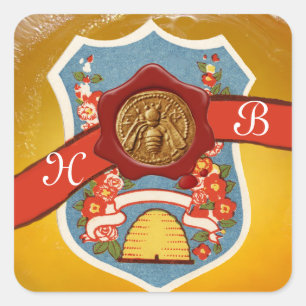 HONEY BEE ,BEEKEEPER RED WAX SEAL CREST MONOGRAM