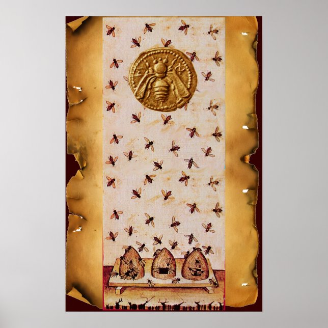HONEY BEE ,BEEKEEPING,BEEKEEPER PARCHMENT POSTER (Front)