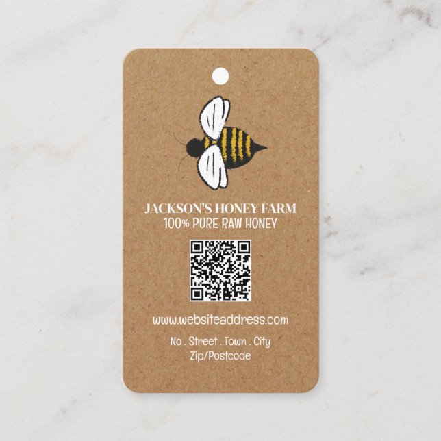 Honey Bee - Beeyard, Honey Farm Product Tag (Front)