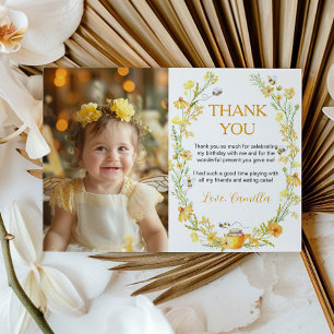 Honey Bee Birthday Photo Thank You Card Bumble Bee
