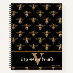 Honey Bee Black and Gold Notebook