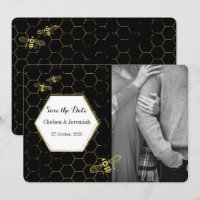 Honey Bee Black Gold Custom Photo Save the Date
