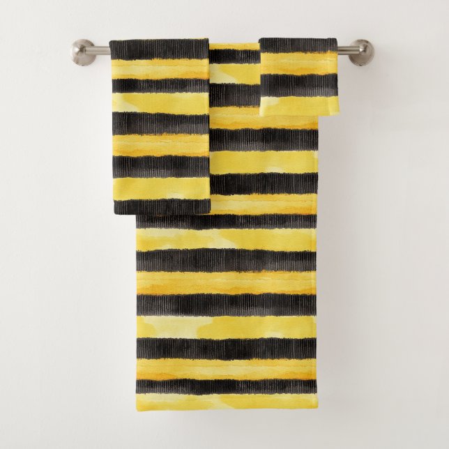 Honey Bee Black Gold Yellow Christmas Bath Towel Set (Insitu)