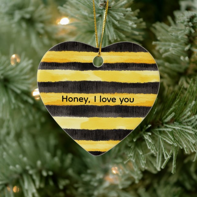 Honey Bee Black Gold Yellow Christmas Ceramic Tree Decoration (Tree)