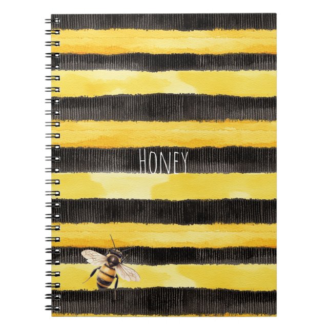 Honey Bee Black Gold Yellow   Notebook (Front)