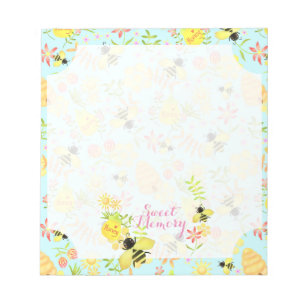Honey Bee Blue Notepad