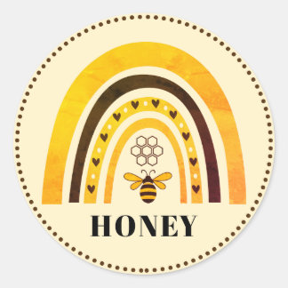 Honey Bee Boho Rainbow Honey Classic Round Sticker