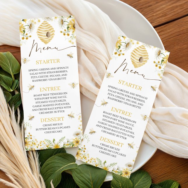 Honey Bee Botanical Floral Shower Menu (Creator Uploaded)