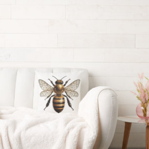 Honey Bee Botanical Nature Inspired Art Cushion