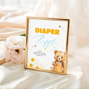 Honey Bee Boy Girl Baby Shower Diaper Raffle Poster