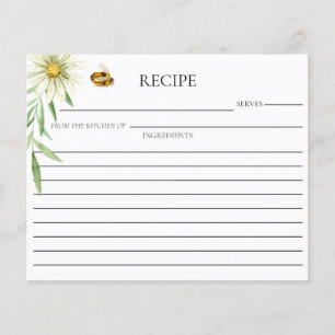 Honey Bee Bridal Shower Double Sided Recipe Card